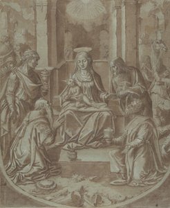 A Adoração do desenho animado Magi para um Bordado, 1587-89. de Diego Lopez de Escuriaz.