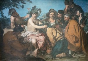 Triunfo de Baco, também conhecido como os bebedores, depois de Diego Velázquez (tempera sobre papel colado a tela) de Diego Rodriguez de Silva y (after) Velazquez
