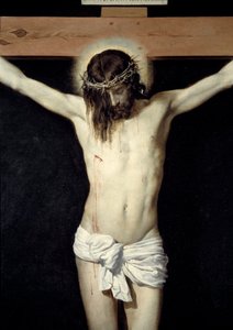 Cristo crucifica o Detalhe. Pintura de Diego Rodriguez de Silva y Velasquez (1599-1660) de Diego Velázquez