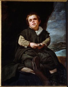 Retrato do bobo Francisco Lezcano, disse o filho de Vallecas. Pintura de Diego Velasquez (Velázquez de Diego Velázquez