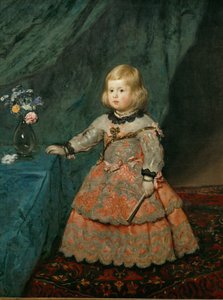 A Infanta Margarita Teresa com um vestido cor-de-rosa ... (pintura sobre tela) de Diego Rodriguez de Silva y Velazquez