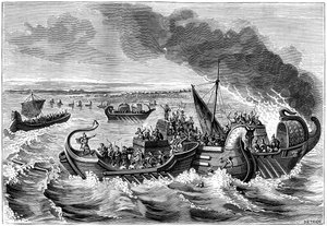 Combate entre navios romanos e Veneti, rio Loire, 56 aC 1882-1884. de Dietrich