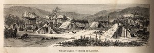 Uma aldeia cigana. Gravura para ilustrar a viagem de Paris a Bucareste, de Lancelot, desenhista, em 1860, publicada no "Le tour du monde, nouveau journal des voyages", sob a direcção de Edouard Charton de Dieudonne Auguste Lancelot