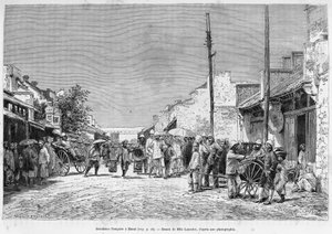 Residência francesa em Hanoi. Gravura de Lancelot, após fotografia, para ilustrar a história Trente mois au Tonkin em 1884, do Doutor Hocquard, no tour du monde 1889, dirigido por Edouard Charton (1807-1890), Hachette, Paris. de Dieudonne Auguste Lancelot