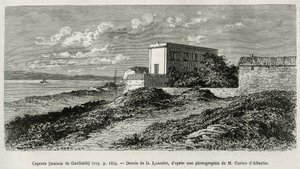 A casa de Giuseppe Garibaldi (1807-1882) em La Caprera (Sardenha), gravada após um desenho de D. Lancelot, para ilustrar a história da Síria hoje, pelo Sr. Lortet, reitor da Faculdade de Medicina de Lyon, encarregado de uma missão científica pelo Ministéri