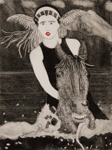 Brunnhilde  Grane, Ciclo dos Anéis de Wagner, 2024 (collagraph) de Dione Verulam