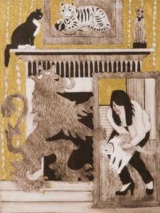 Gatos, 2017 (collagraph) de Dione Verulam