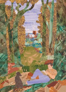 Leitura no bosque, 2020 (colagem) de Dione Verulam