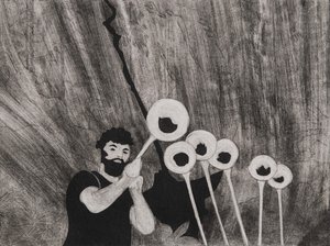 Siegfried e as trompas de casamento, Ciclo do Anel de Wagner, 2024 (collagraph) de Dione Verulam