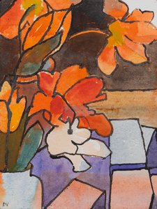 Tulipas (aguarela e tinta) de Dione Verulam