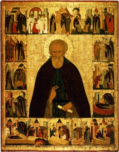 Saint Dmitry Prilutsky com cenas de sua vida, ca 1503