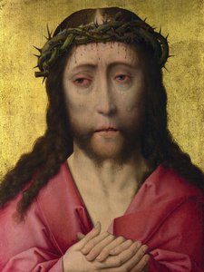 ""Cristo das Dores Coroa de Espinhos"" Pintura da oficina de Dirk Bouts (ou Dieric Bouts) (1415-1475) por volta de 1470-1475 London National Gallery
