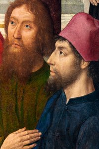 Igreja Paroquial (Igreja Paroquial de São Pedro). quadro. Última Ceia. Dirk Bouts. 1464-1468. Detalhe. painel central. de Dirck Bouts