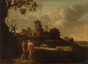 Paisagem Arcadian com pastores e gado de Dirck Dalens (I)