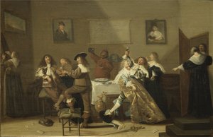 Cena de taverne - Tavern Scene, de Hals, Dirck (1591-1656). Óleo sobre madeira