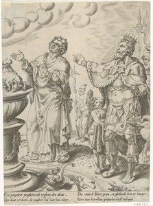 Rei Jeroboão e o homem de Deus diante do altar História do Desobediente Homem de Deus (título da série) de Dirck Volckertsz. Coornhert (attributed to)