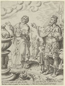 Rei Jeroboão e o homem de Deus diante do altar História do Desobediente Homem de Deus (título da série) de Dirck Volckertsz. Coornhert (attributed to)