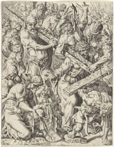 Carregando a cruz Queda e redenção da humanidade através da vida e paixão de Cristo (título da série) de Dirck Volckertsz. Coornhert (attributed to)