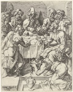 Maria Madalena lava os pés de Cristo
A queda e a redenção da humanidade através da vida e da paixão de Cristo (título da série) de Dirck Volckertsz. Coornhert (attributed to)