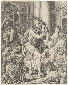 Expulsão dos cambistas do templo
A queda e a redenção da humanidade através da vida e da paixão de Cristo (título da série) de Dirck Volckertsz. Coornhert (attributed to)