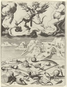 O amor sensual conquista as atividades terrenas Triunfos de Petrarca (título da série) de Dirck Volckertsz. Coornhert (possibly)