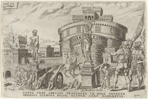 Cerco do Castelo do Anjo, 1527
Vitórias de Carlos V (título da série)
Divi Caroli. V. imp. opt. max. victoriae, ex multis praecipuae (título da série) de Dirck Volckertsz. Coornhert