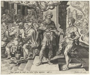 Punição do homem sem traje de casamento
Parábola de um banquete de casamento (título da série) de Dirck Volckertsz. Coornhert