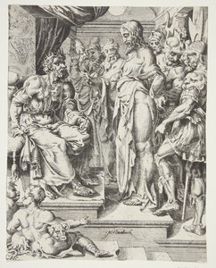 Cristo antes de Herodes de Dirck Volckertsz. Coornhert