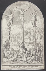 Cristo na cruz entre os dois ladrões de Dirck Volckertsz. Coornhert