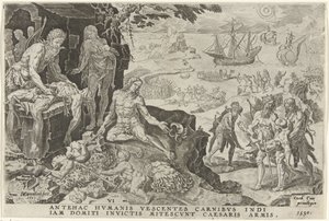 Tropas imperiais de Carlos V invadem a América Central, 1530 Vitórias de Carlos V (título da série) Divi Caroli. v. imp. optar. max. victoriae, ex multis praecipuae (título da série) de Dirck Volckertsz. Coornhert