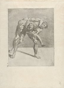 Dois lutadores Lutadores (título da série) de Dirck Volckertsz. Coornhert