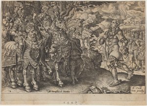 A rendição de John Frederick, Eleitor da Saxônia, após a Batalha de Mühlberg de Dirck Volckertz Coornhert, after Maerten van Heemskerck