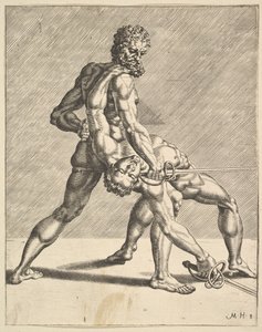 Dois esgrimistas, de esgrimistas, placa 8, 1552