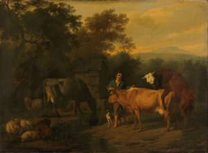 Paisagem com Pastor e Gado de Dirck van Bergen