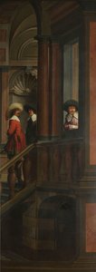 Uma sequência decorativa de sete partes: uma escada externa de Dirck van Delen