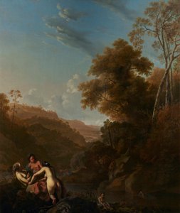 Holandês: Paisagem italiana com ninfas a banharem-se Paisagem italiana com ninfas a banharem-se
