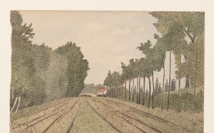Paisagem com um edifício à distância