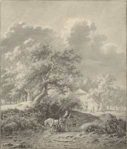 Paisagem com cavalo e carruagem de Dirk Jan van der Laan