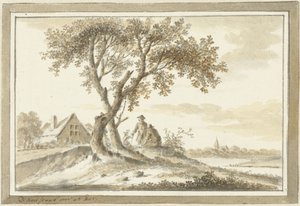 Paisagem com dois homens debaixo de uma árvore de Dirk Kuipers