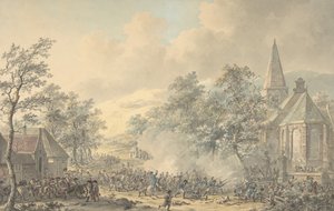 Cena de Batalha com Igreja à direita, ca. 1790-1800. de Dirk Langendijk
