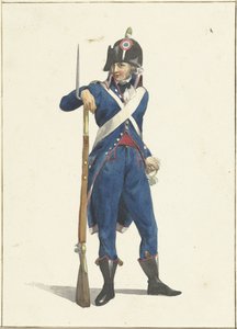 Membro da força cidadã armada de Roterdão com uma espingarda de Dirk Langendijk