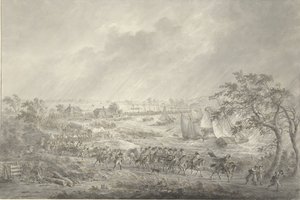 Travessia das tropas inglesas e hanoverianas de Nijmegen para a Quaresma através da ponte sobre o rio Waal, 7 de Novembro de 1794