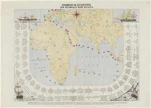 Jogo de barco a vapor e veleiro / de Nieuwediep a Batavia (título sobre o objecto) de Dirk Noothoven van Goor (attributed to)