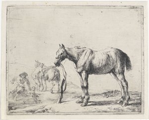 Cavalo amarrado a um poste à esquerda Cavalos (título da série)