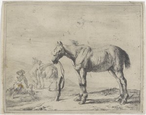 Cavalo amarrado a um poste à esquerda Cavalos (título da série)