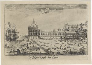 Vista do palácio real em Lisboa
O Palacio Reyal de Lixboa (título sobre o objecto)
Vistas de Lisboa (título da série)