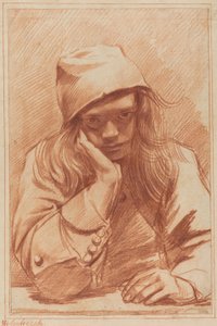 Auto-retrato (giz vermelho) de Dirk Theodor Helmbrecker