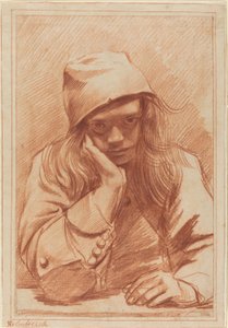 Auto-retrato, c.1633-96 (giz vermelho) de Dirk Theodor Helmbrecker