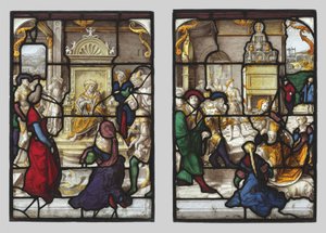 O Julgamento de Salomão e Ester diante de Assuero (par) de Dirk Vellert