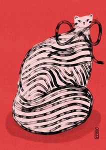 Gato caprichoso com riscas vermelhas de Dirkie Nell